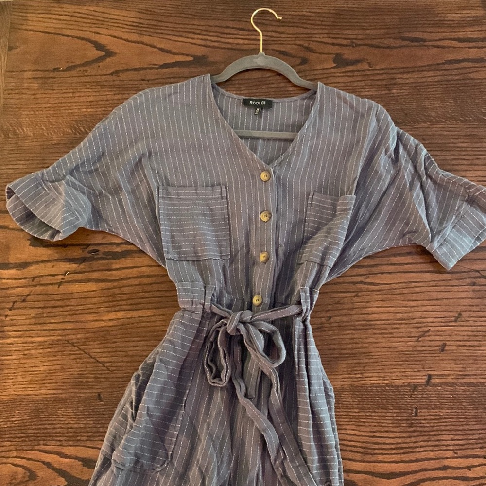 Roolee blue striped jumpsuit, medium